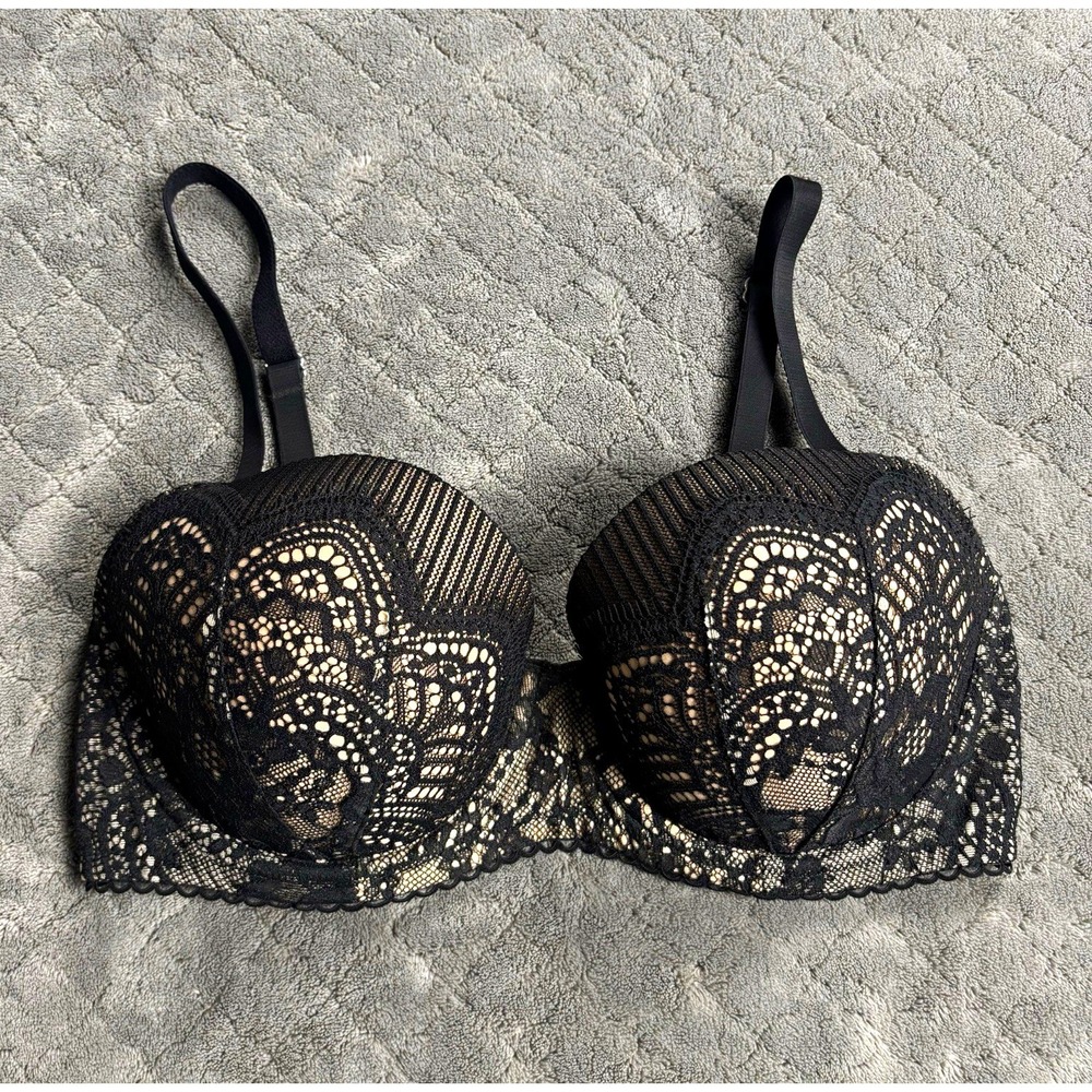Victoria's Secret Dream Angels Black Lace Demi Bra 34D Underwire